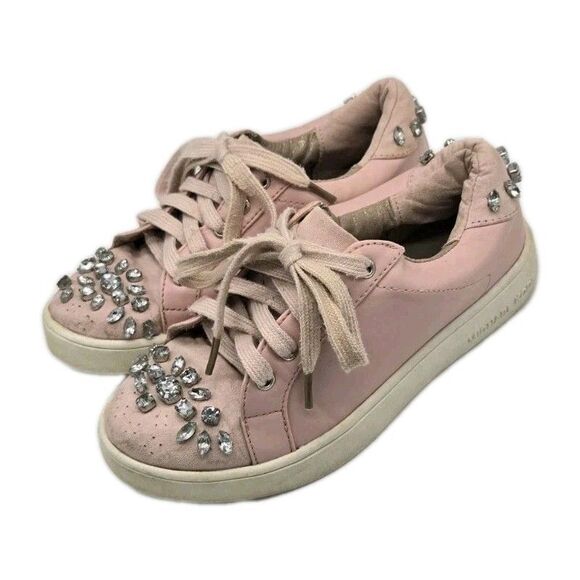 Michael Kors Girls Ivy League Sneakers Pink Sz 1 Missing Some Jewels Good Craft? - Picture 1 of 13